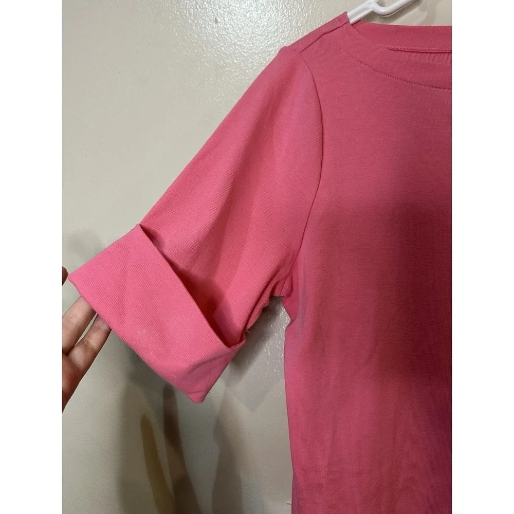 Lauren Ralph Lauren Stretch Cotton Blend Boat Neck Rolled Sleeve Shirt‎ Sz PL